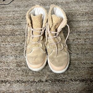 Sorel Cream and Tan Boots